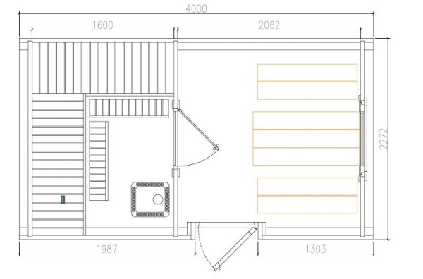 Übersicht Abmaße Sauna-Bus 400 cm